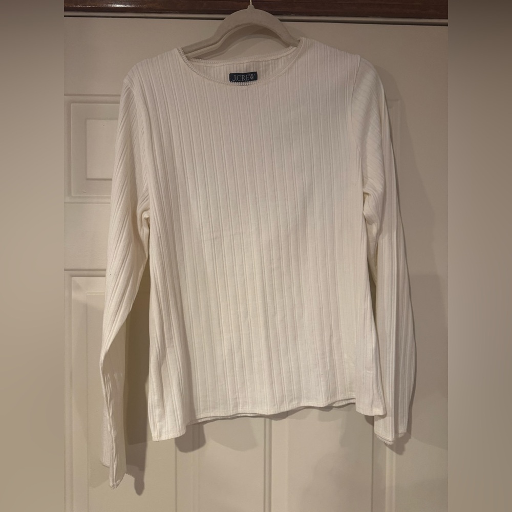 J.Crew cream Pointelle Ribbed Long Sleeve Top